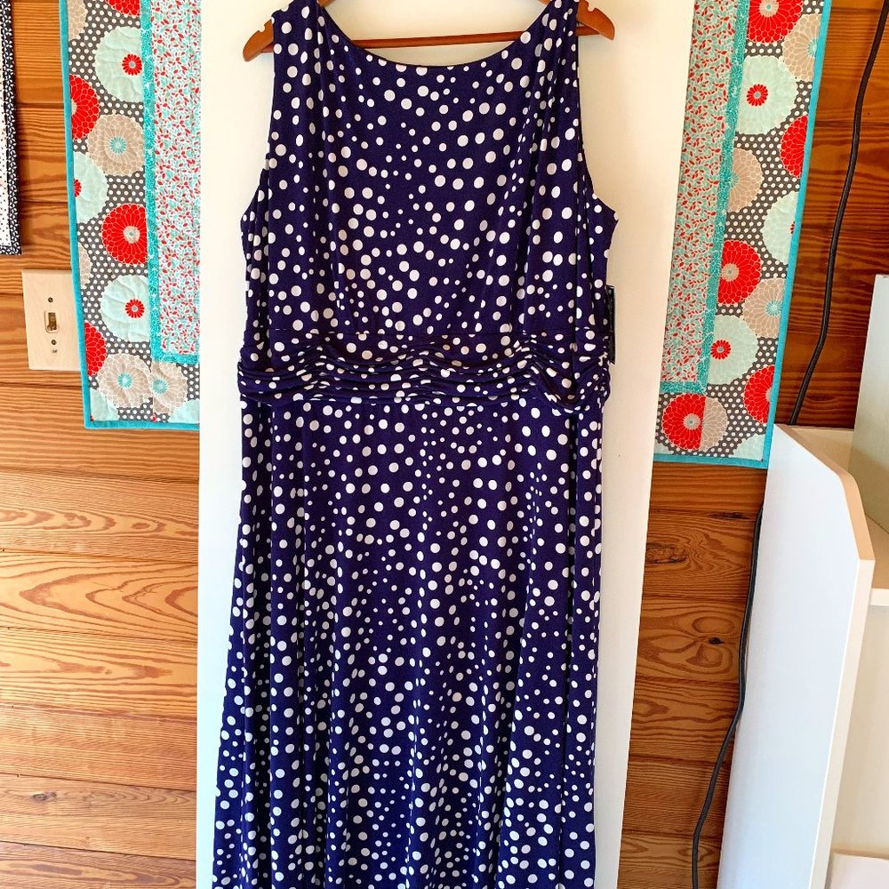 Navy Polka Dot sleeveless Jessica Howard Woman Dress size 22W NWT